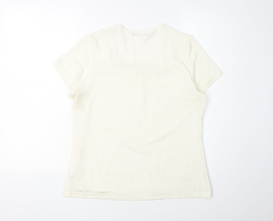 Womens UK Size L Alex & Co. Ivory Basic T-Shirt