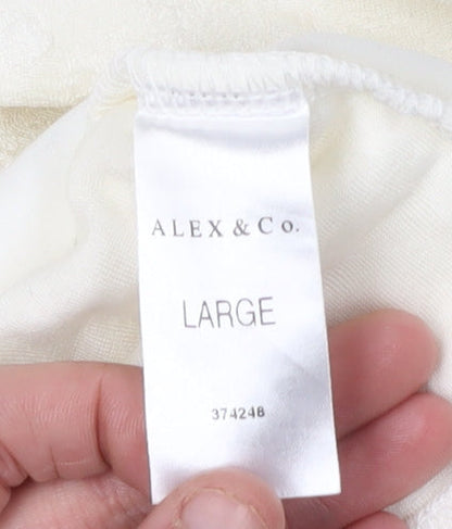 Womens UK Size L Alex & Co. Ivory Basic T-Shirt