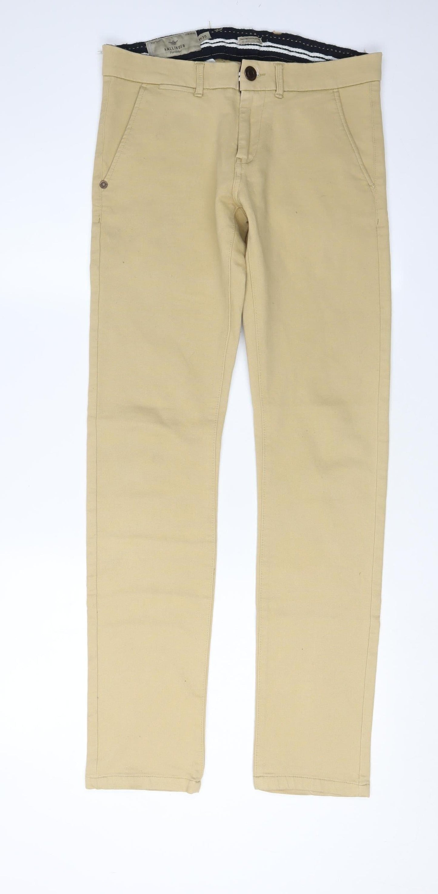 Hallinger Men's Beige Chino Trousers Size 30