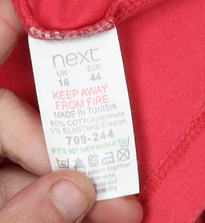 Womens UK Size 16 NEXT Red Basic T-Shirt