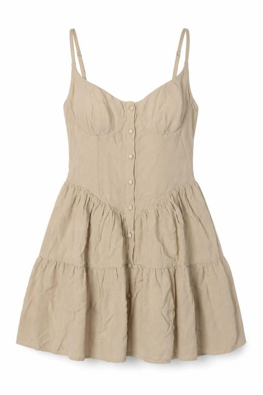 White Fox Women's Beige L Slip Dress, Casual Summer Style