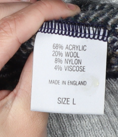 Gabicci Men's Multicoloured Geometric Pullover Jumper L