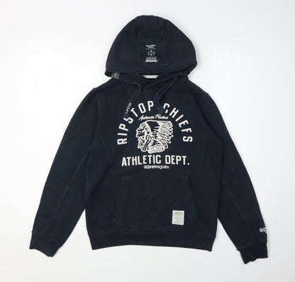Ripstop Boys Navy Hoodie, Size L, Cotton Blend, Athletic Print
