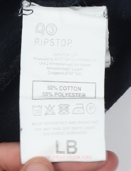 Ripstop Boys Navy Hoodie, Size L, Cotton Blend, Athletic Print