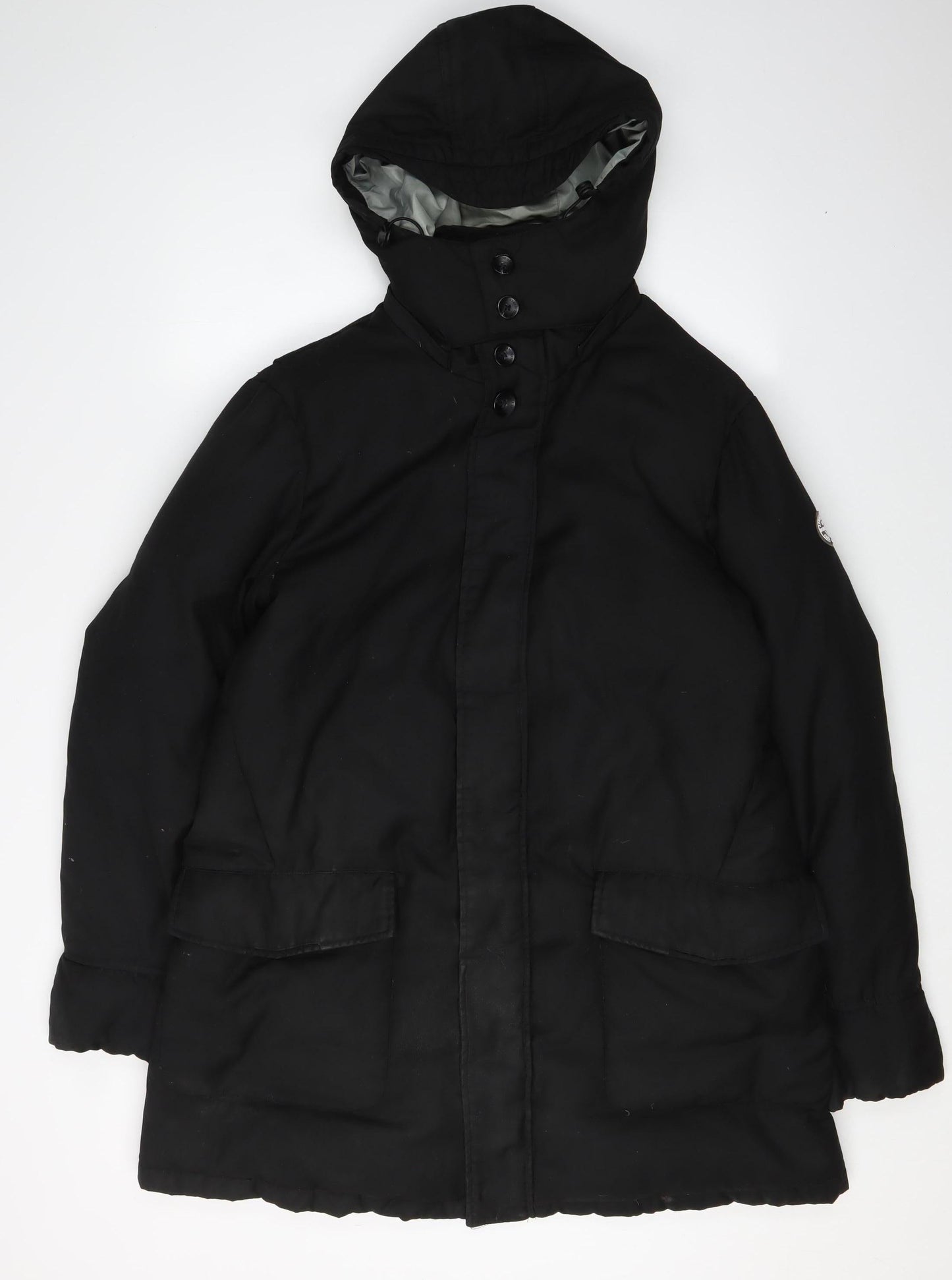 Armani Jeans Men's Black Parka Coat with Hood Size 52