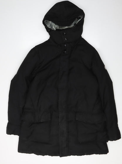 Armani Jeans Men's Black Parka Coat with Hood Size 52