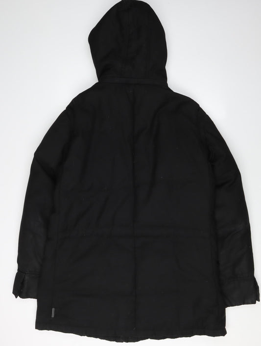 Armani Jeans Men's Black Parka Coat with Hood Size 52
