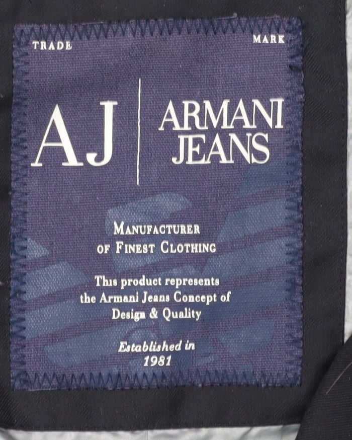 Armani Jeans Men's Black Parka Coat with Hood Size 52