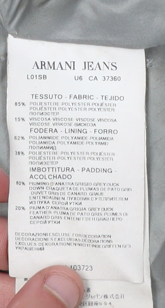 Armani Jeans Men's Black Parka Coat with Hood Size 52