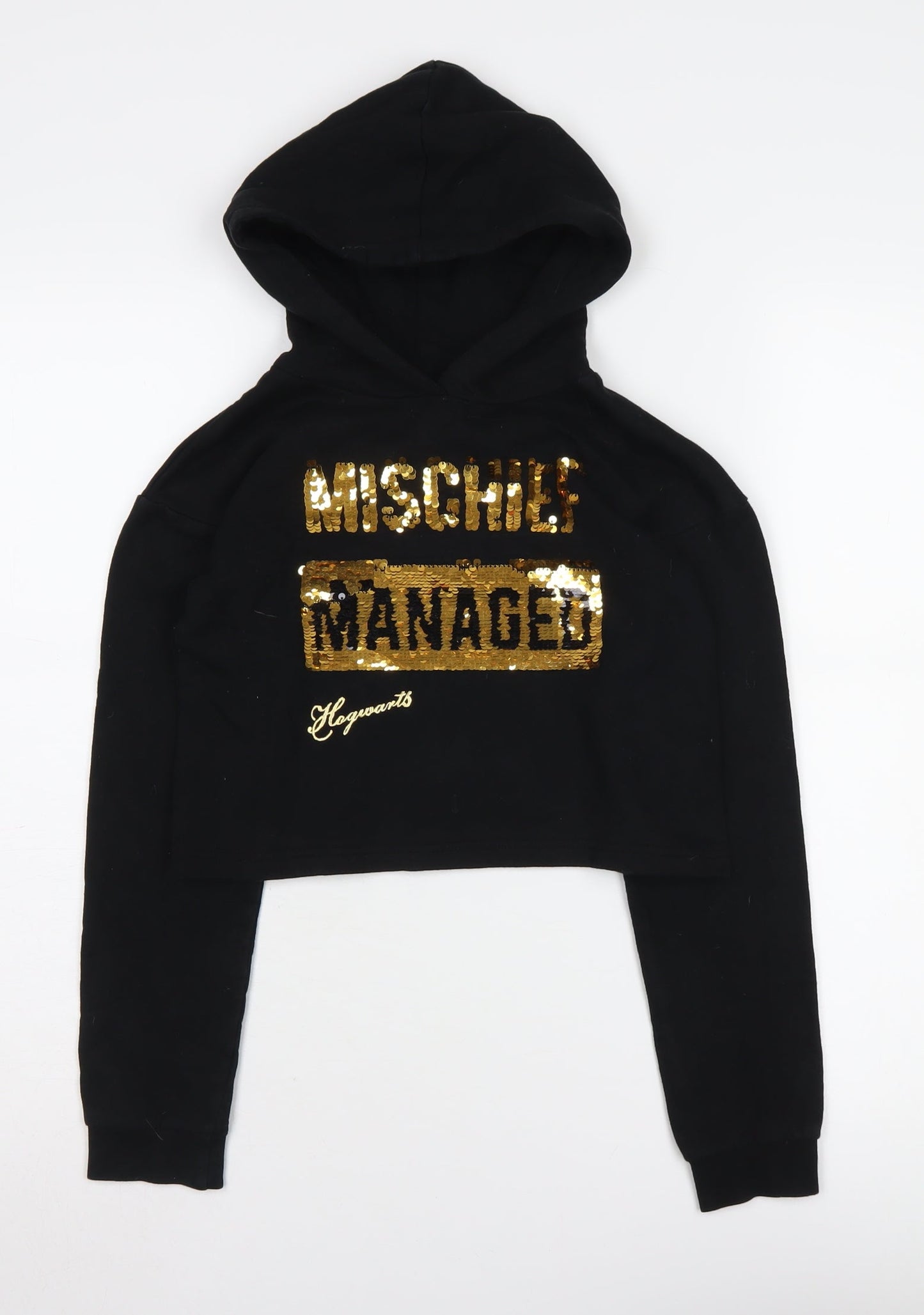 Harry Potter Girls Black Sequin Hoodie 9-10 Years