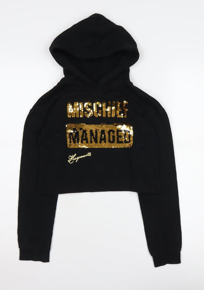 Harry Potter Girls Black Sequin Hoodie 9-10 Years