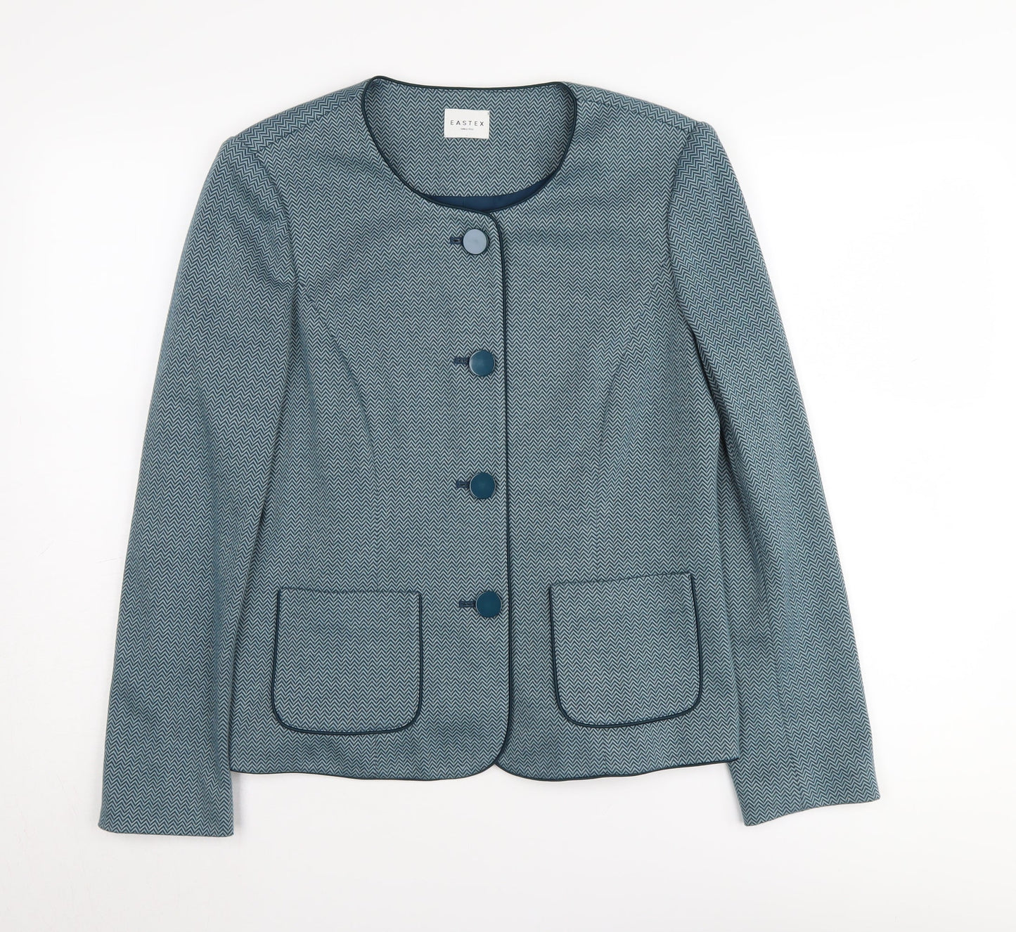 Eastex Women's Blue Chevron Suit Jacket Size 10