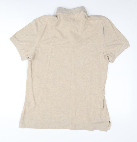 Tommy Hilfiger Men's Beige Polo Shirt, Size S, Slim Fit