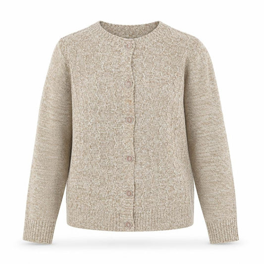 Front view of Honor Millburn Women’s Beige Cardigan, size S, Casual Knit