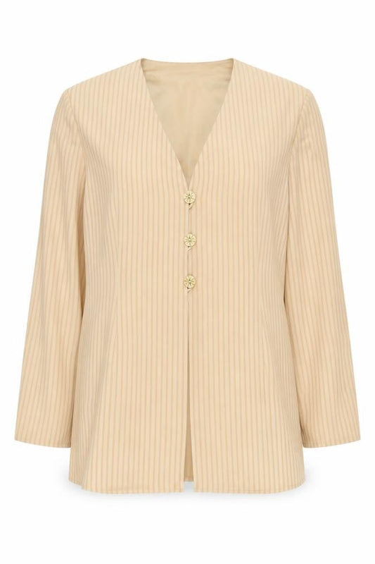 Windsmoor Women's Beige Striped Long Sleeve Blouse