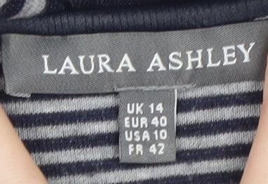 Laura Ashley Women's Blue Striped Pullover Jumper Size 14
