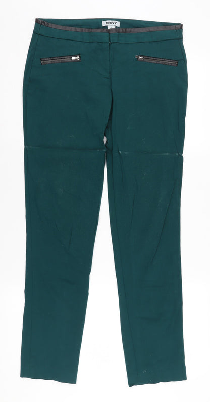 Womens UK Size 4 DKNY Regular Fit Straight Green Trousers