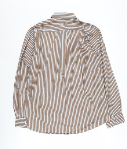 Van Heusen Men's Brown Striped Button-Up Shirt M