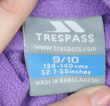 Trespass Girls Purple Fleece Henley Sweatshirt 9-10 Years
