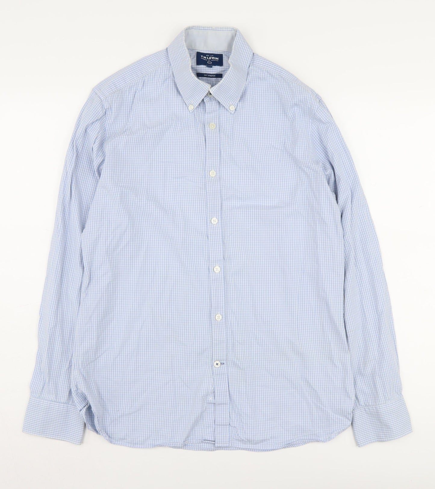 T.M. Lewin Men's Blue Gingham Dress Shirt M