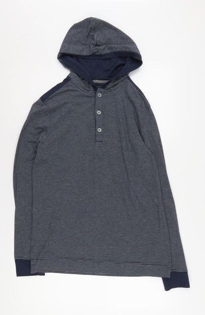 Mens UK Size M Banana Republic Blue Henley Hoodie