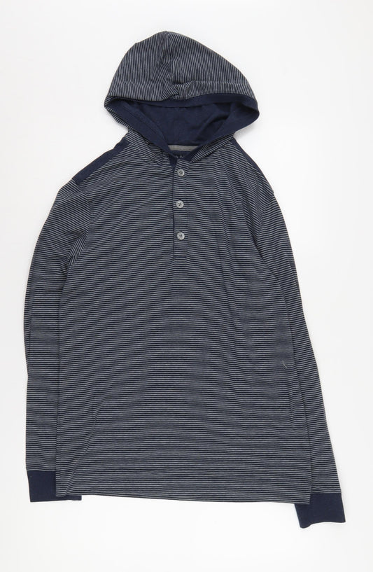 Mens UK Size M Banana Republic Blue Henley Hoodie