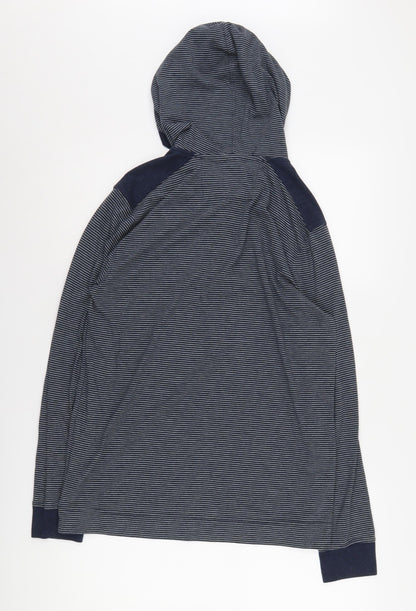 Mens UK Size M Banana Republic Blue Henley Hoodie