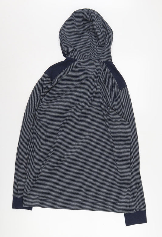 Mens UK Size M Banana Republic Blue Henley Hoodie