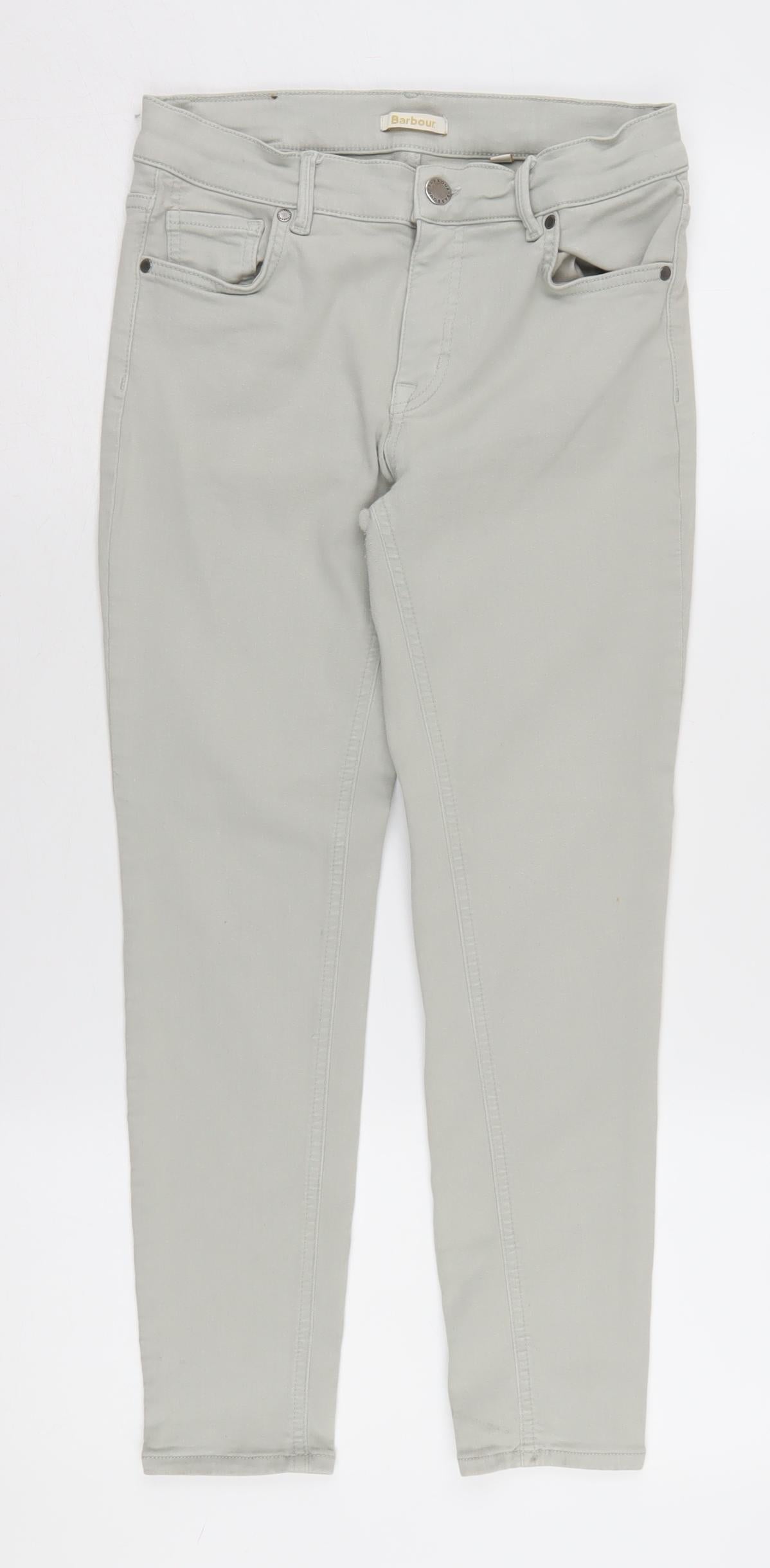 Barbour Women's Grey Skinny Jeans 12 with Logo Accents
