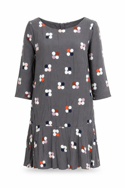 White Stuff Women's Grey Floral Knee Length Shift Dress