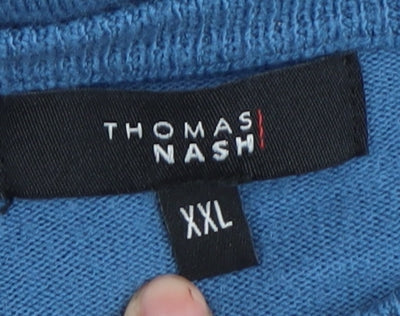 Thomas Nash Men's Blue 2XL V-Neck Pullover Jumper
