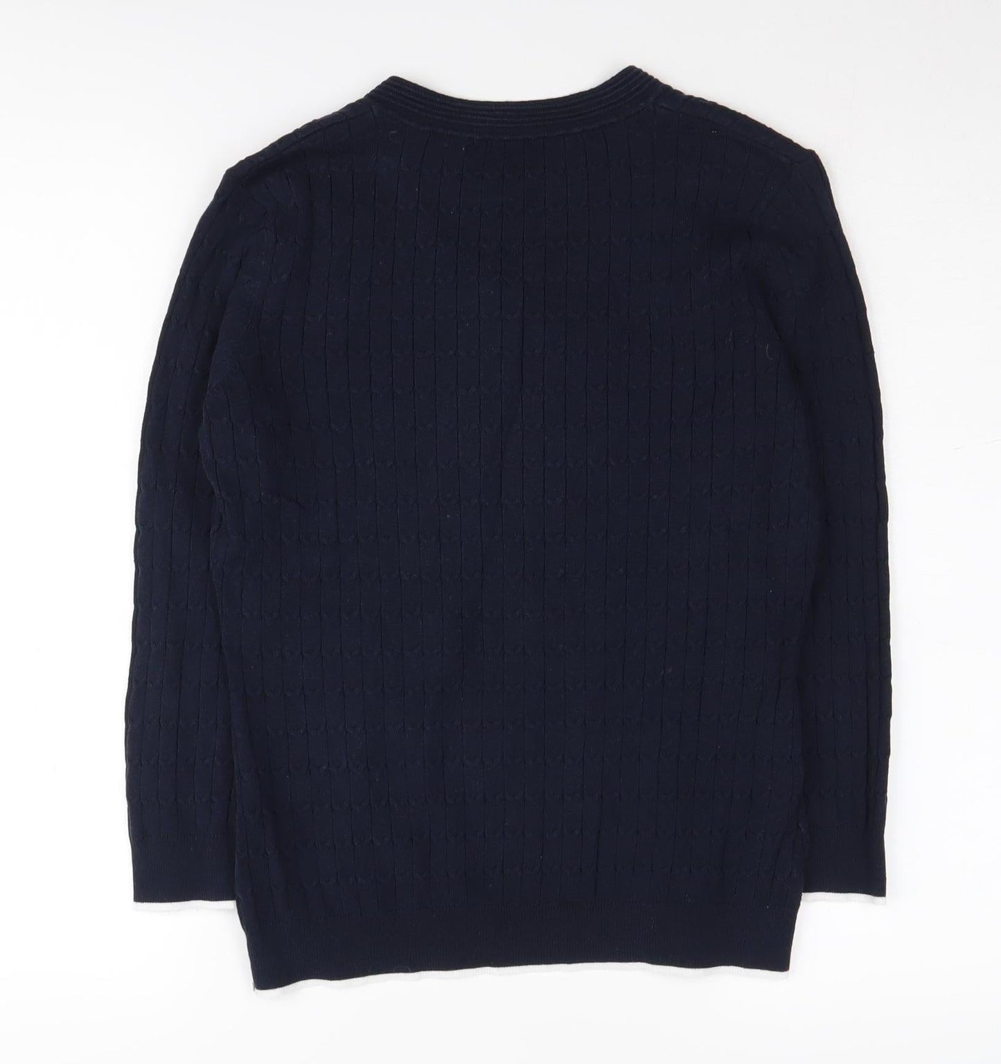 Laura Ashley Women's Blue V-Neck Cable-Knit Jumper