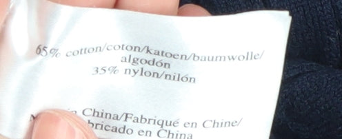 Laura Ashley Women's Blue V-Neck Cable-Knit Jumper