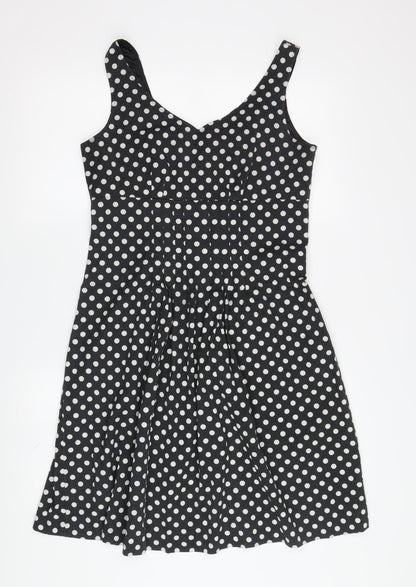 Laura Ashley Women's Black Polka Dot A-Line Dress