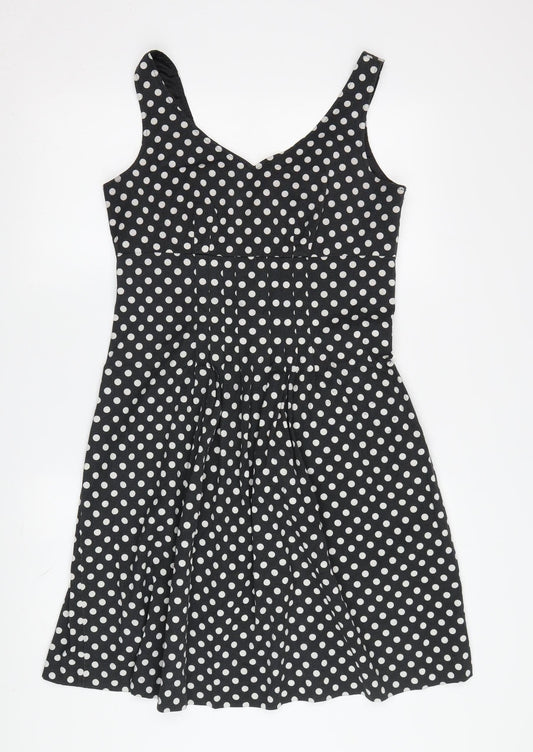 Laura Ashley Women's Black Polka Dot A-Line Dress
