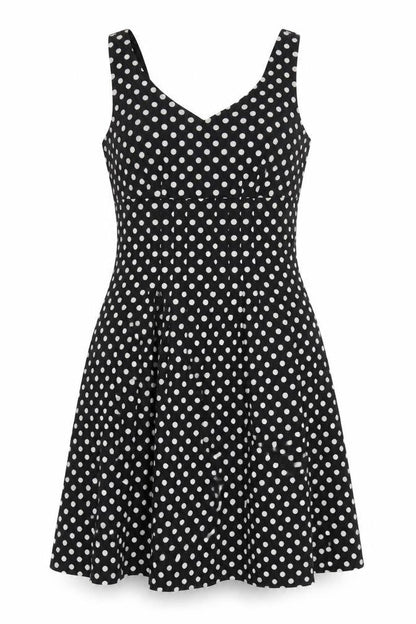Laura Ashley Women's Black Polka Dot A-Line Dress