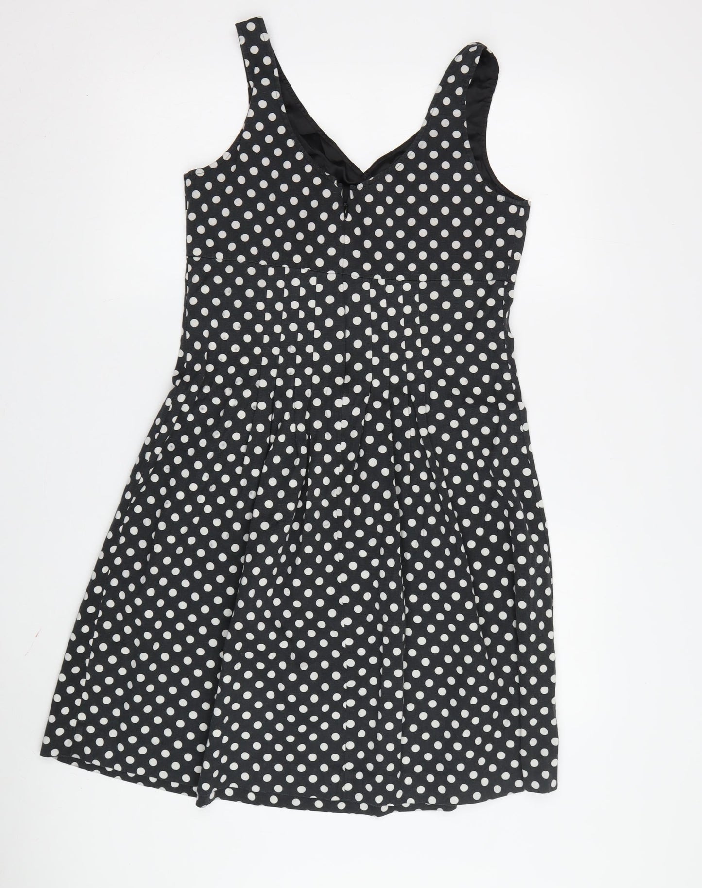 Laura Ashley Women's Black Polka Dot A-Line Dress