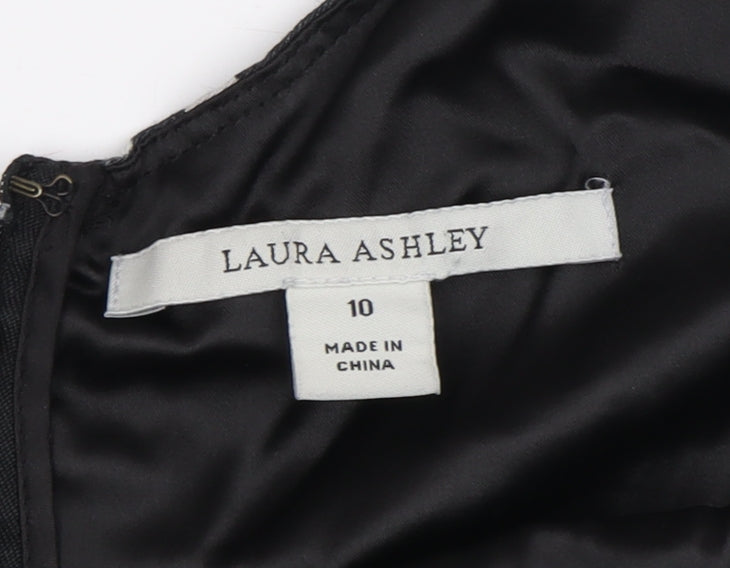 Laura Ashley Women's Black Polka Dot A-Line Dress