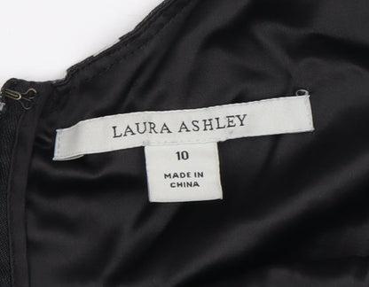 Laura Ashley Women's Black Polka Dot A-Line Dress