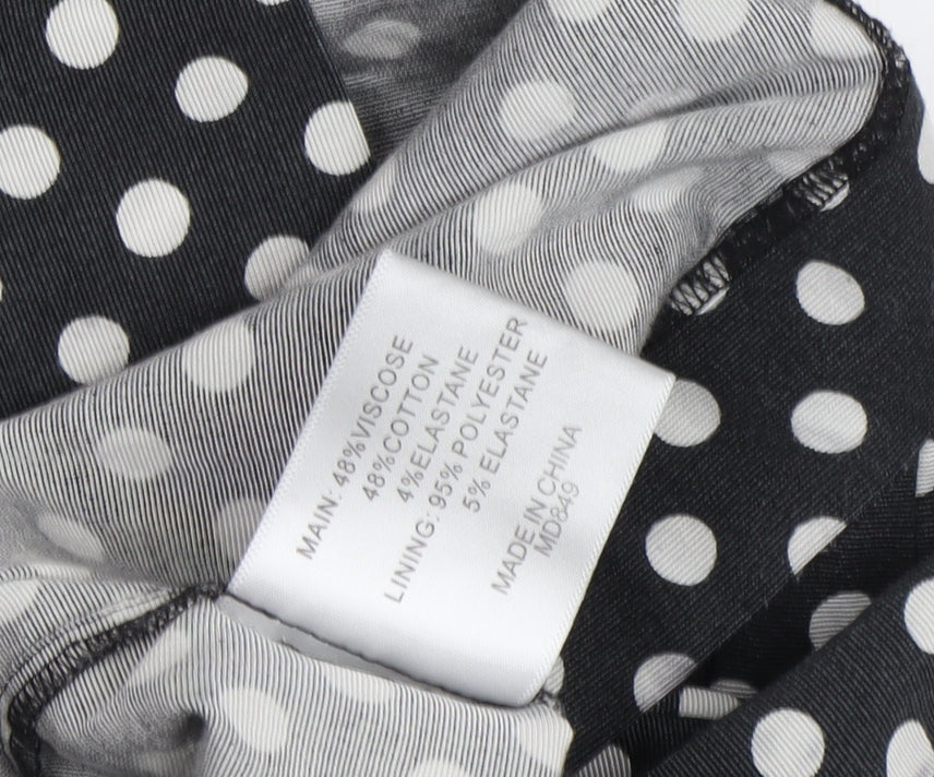 Laura Ashley Women's Black Polka Dot A-Line Dress