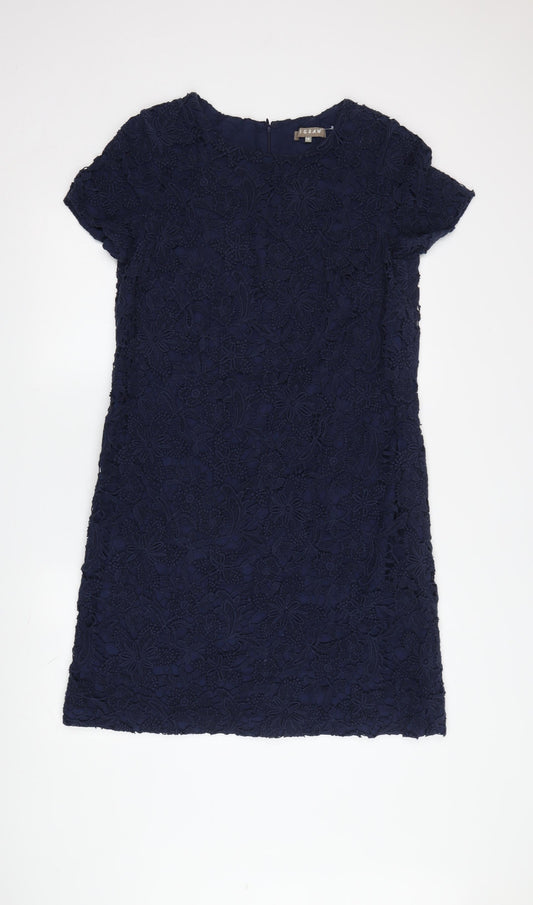 Jigsaw Women's Blue Floral Lace Shift Dress Size 14