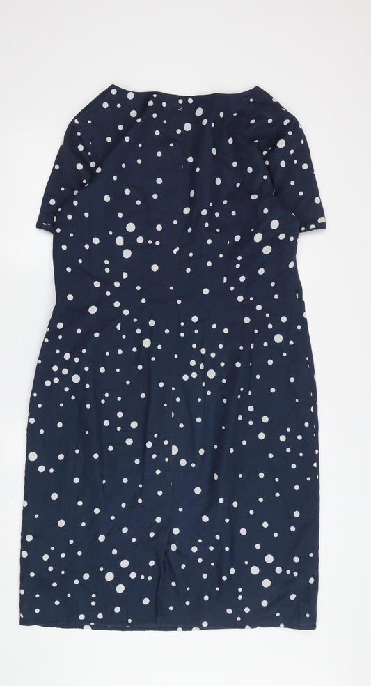 Jaeger Women's Blue Polka Dot Dress Size 14