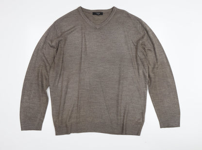Thomas Nash Men's Brown V-Neck Pullover Jumper M