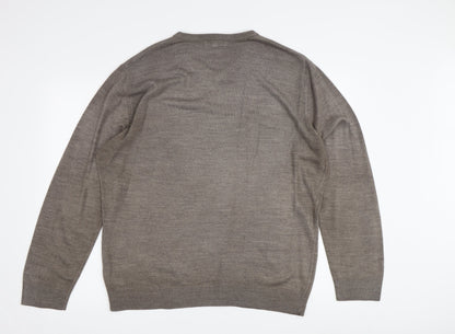 Thomas Nash Men's Brown V-Neck Pullover Jumper M