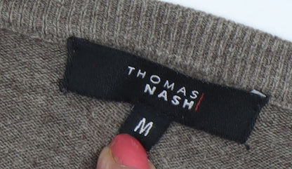 Thomas Nash Men's Brown V-Neck Pullover Jumper M
