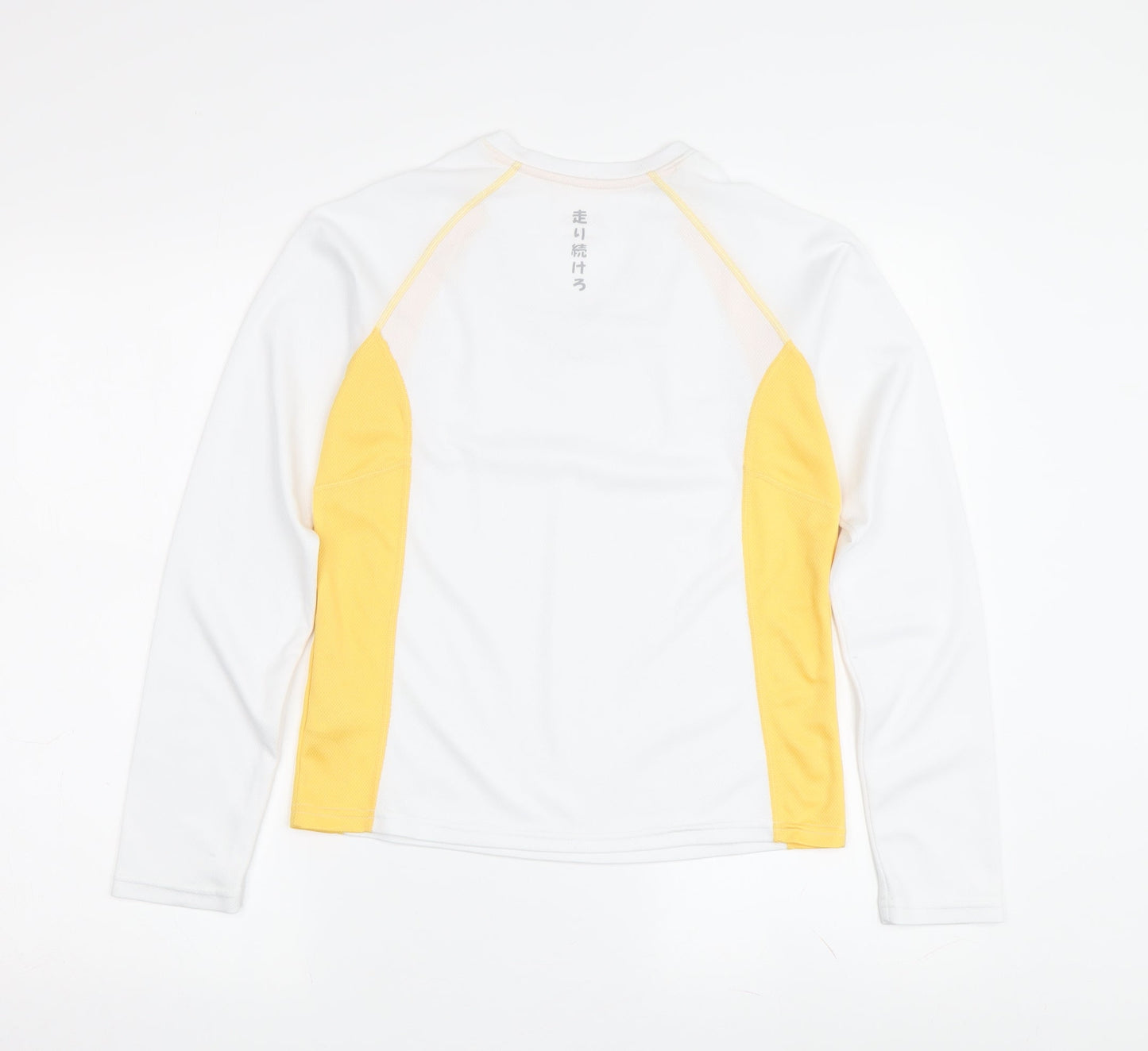 Asics Women's White/Yellow V-Neck Jersey Long Sleeve T-Shirt