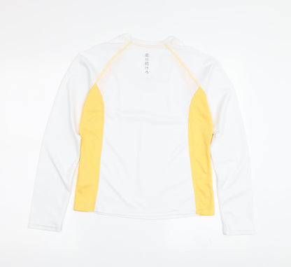 Asics Women's White/Yellow V-Neck Jersey Long Sleeve T-Shirt