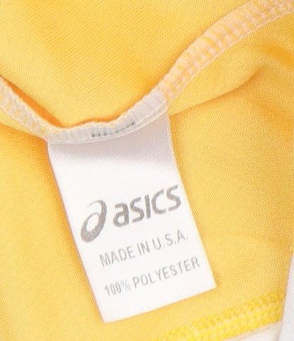 Asics Women's White/Yellow V-Neck Jersey Long Sleeve T-Shirt