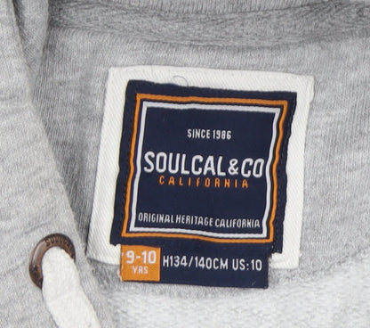 SoulCal & Co Boys Grey Pullover Hoodie, 9-10 Years, Casual Comfort