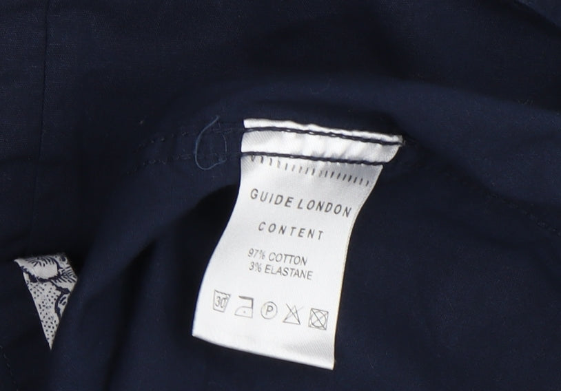 Guide London Men's Blue Slim Fit Button-Up Shirt
